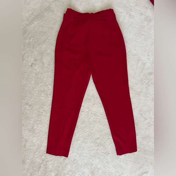 Express Paperbag Highrise Ankle Pants (4R) and Blazer (Small) Set Red - Picture 5 of 16